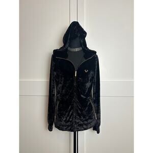 True Religion Velour Track Jacket Size S NWOT Y2K Indie Sleaze Zip Up Logo